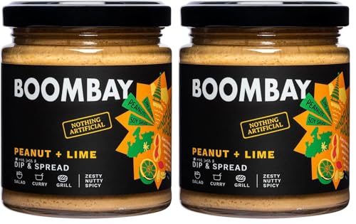 BOOMBAY Peanut + Lime Dip and Spread 190g | Nothing Artificial | No Bad Oils | No Refined Sugars | Plant Based | No Onion or Garlic | Use as a Salad Dressing, Curry Paste, Marinade for Grill, Spread on Bread
