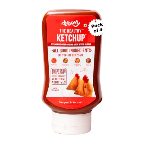 Troovy Healthy Tomato Sauce | 100% Chemical Free | No Preservatives | No Processed Sugar (uses Jaggery) | No MSG | No Sodium Benzoate | All Natural Ingredients | Contains Minerals Like Iron | Tastes like Regular Tomato Ketchup (PO4)