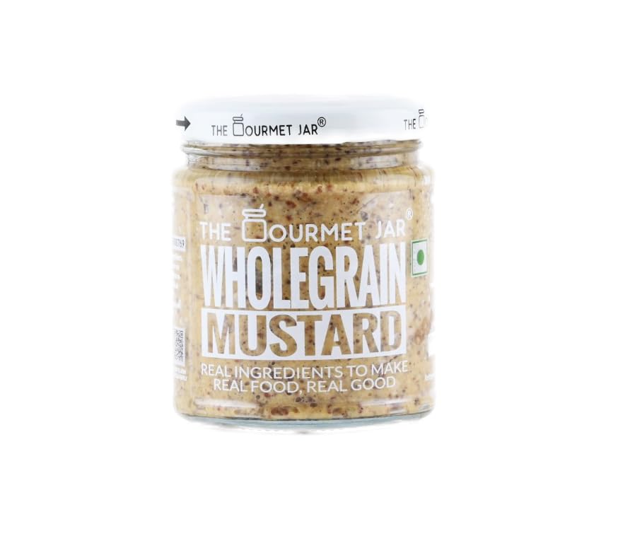 The Gourmet Jar Wholegrain Mustard| 170g| 100% Natural, No Preservatives, No Artificial Colors, No Artificial Flavouring agent| No Refined Sugar| Keto-Friendly| No Trans-fat| Traditional French style| Made with Red wine and Apple Cider Vinegar| Perfect condiment for your sandwiches, hotdogs and burgers| Pack of 1