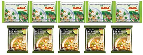 MAMA Vegetarian Gluten Free Combo Pack Of 10 - Rice Vermicelli Noodles And Rice Vermicelli Clear Soup - 550 Gram