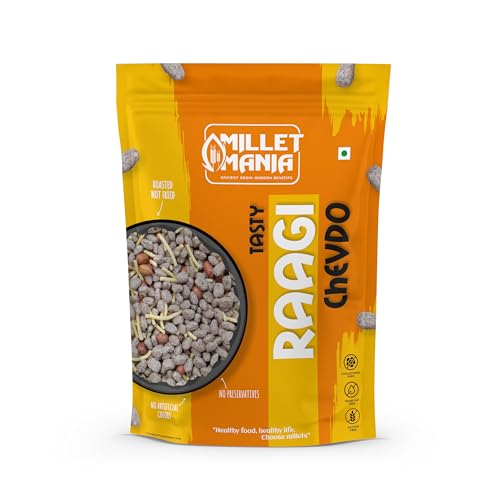 Maharana Tasty Ragi Chevdo - Healthy Roasted Jain Friendly Digestible Crisp & Delicious Teatime Snacks Helps in Weight Loss with Roasted Peanuts for Protein, Fiber, Complex Carbs(190g, Pack of 2)