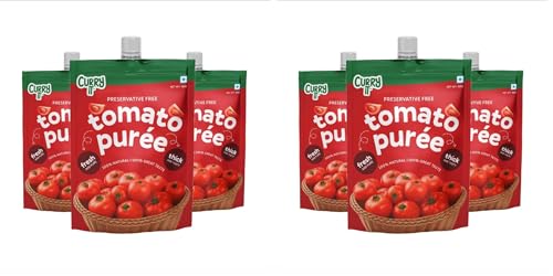 CURRYiT Tomato Puree | Made With 100% Fresh Hand Picked Tomatoes | No onion & Garlic | Tomato Paste For Cooking Pasta & Curries | No Added Preservatives or Colors | Pure & Natural (100g x 3) 300g