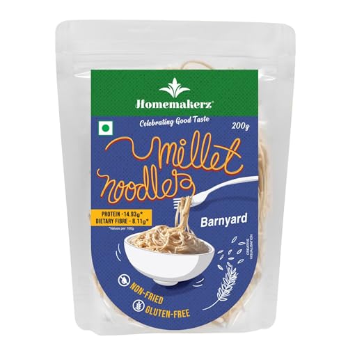 Homemakerz Banyard Millet Noodles, Natural, Preservative, Gluten & Fat Free, Not Fried & No Oil, Zero Maida & Wheat, Healthy & Tasty Hakka Millet Noodles With High Fiber, 200g