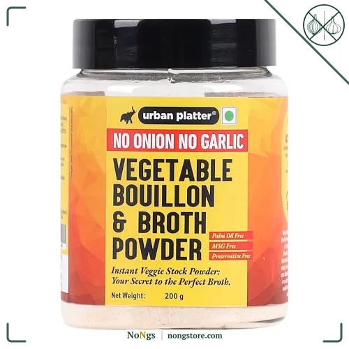 Urban Platter No Onion No Garlic Bouillon & Broth Powder, 200g (Plant-Based | Instant Vegetable Stock | Jain-Friendly | Umami-Rich)