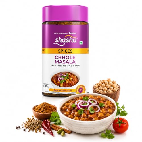 Shasha Chole Masala 100g - Spice Mix for Flavorful Chole - No Onion or Garlic - From the House of Pansari