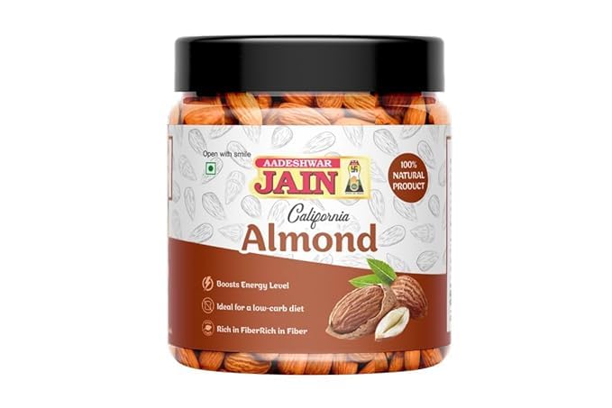 Aadeshwar Jain Almonds Whole (100gram) | Real Nuts, High In Fiber, Badam Giri, Rich In Protein, Magnesium, Phosphorus And Dietary Fibre, Nuts & Dry Fruits ([100gm X 1 ] pack of 1)