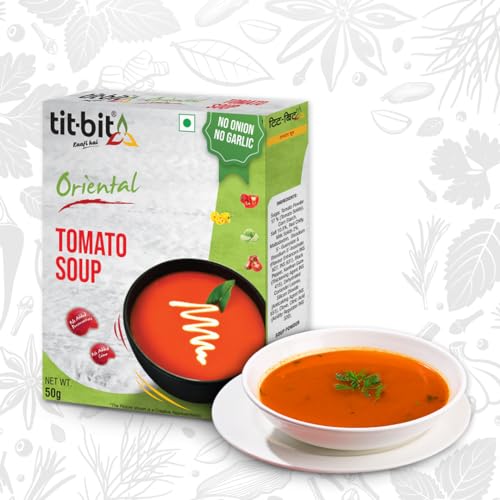 Tit Bit Instant Tomato Soup Powder (50g) - Hot and Spicy, No Onion No Garlic, Ready to Eat Soup Sachets, Tangy Tomato Flavor - Tomato Soup Packet for Easy Preparation