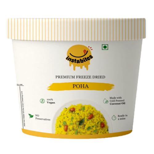 Instabites Ready to Eat Vegan Poha 75g – Light & Healthy Indian Breakfast – No Added Preservatives and Ready to Eat in Minutes - Pack 1