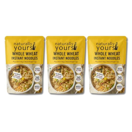 Naturally Yours Khapli Atta Whole Wheat Instant Noodles 175g | High Protein & Fiber | 100% Maida-Free | Healthy Meal | Non-Fried | No Onion No Garlic Jain-Friendly | Pack of 3