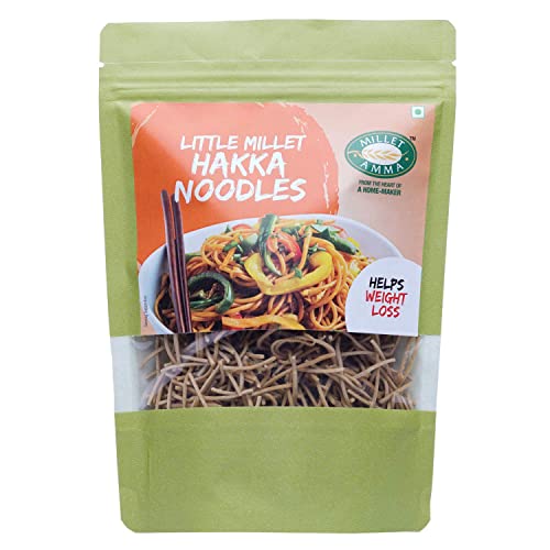 Millet Amma Little Millet Hakka Noodles | 180 Gms Pack | Easy & Ready To Cook | Zero Maida & 100% Vegan | Best Choice For Instant Breakfast & Dinner | Healthy Foods | Gluten Free