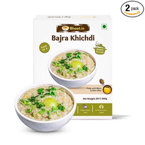 Bhaat.in Bajra Khichdi | Pack of 2 | Millet Meal | High Protein & Fiber multigrain | Winter food| Ready to Eat Healthy Meal | Gluten-Free | No Onion, No Garlic | Travel-Friendly | Wholesome Indian Food