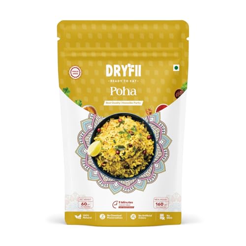 Dryfii Ready-to-Eat Instant Jain Poha | Pure Veg | Freeze Dried | No Onion, No Garlic | Rehydrated Weight 160 g