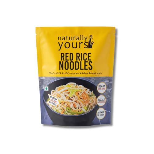 Naturally Yours Red Rice Hakka Noodles | No Maida, Non-Fried, Vegan, Preservative Free | No Onion No Garlic, Jain Friendly | High Iron, Antioxidants & Fiber | Healthy & Easy to Digest | 180g Pack