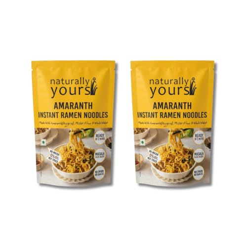 Naturally Yours Amaranth Instant Ramen Noodles | Amaranth, Millet & Whole Wheat | High Protein | No Maida, No MSG, Not Fried | No Onion No Garlic, Jain Friendly | Ready in 2 Minutes | 175g Pack of 2