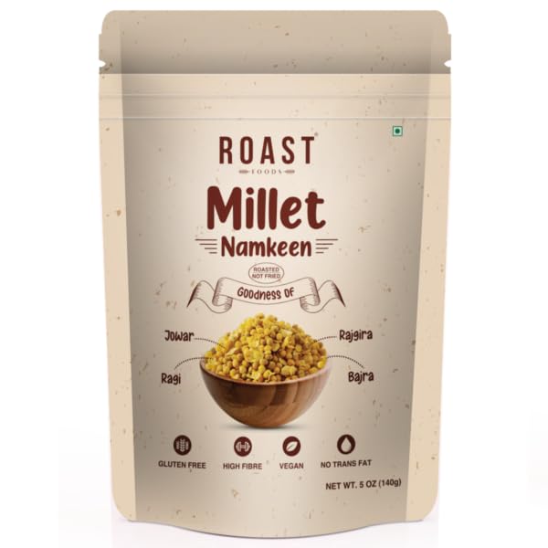ROAST FOODS Millet Namkeen 140g Pack of 3 | Healthy Wholesome Snack with Nutritious Millets | Vegan, Gluten-Free, High Fibre & Cholesterol-Free | Crunchy Roasted Munch for Tea-Time, Office & Travel