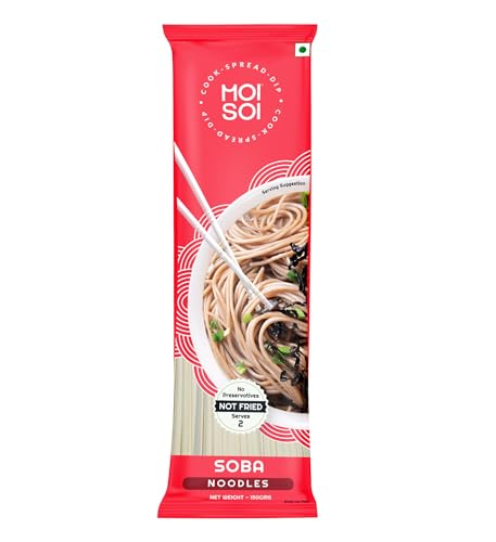 MOI SOI® Healthy Soba Noodles | Made with 30% Buckwheat Flour & 55% Whole Wheat | No Maida, Not Fried | 100% Natural | No Artificial Preservatives or MSG | 150gms (Pack of 1)