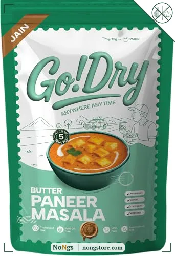 Go!Dry Jain Butter Paneer Masala | Ready to Eat Indian Meal | No Onion No Garlic | No Preservatives & No Palm Oil | 75g