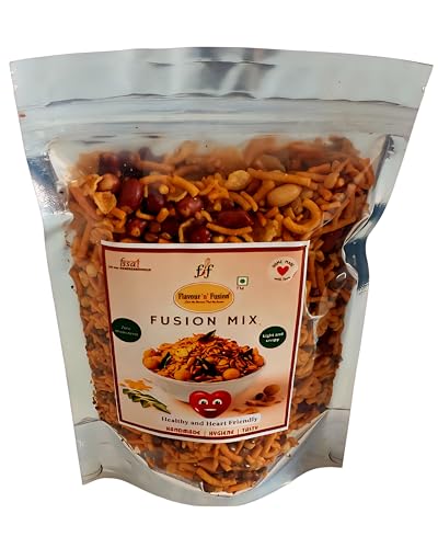 FLAVOUR N FUSION Fusion Mix Namkeen | Crispy and Crunchy Savoury Snack | NO Onion NO Garlic | Handmade and Hygienically Prepared | No Artificial Colors or Flavours | Freshly Packed | 250 gm