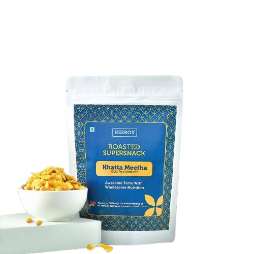 Keeros Roasted Khatta Meetha Namkeen | Diabetic-Friendly, Guilt-Free Snack | High-Fibre, Zero Cholesterol & Trans Fat |200g