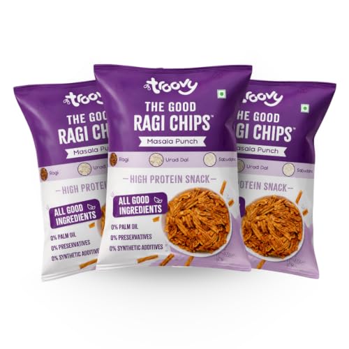Troovy Ragi Chips | Made with Ragi | No Maida, No Palm Oil (70g,Pack of 3)