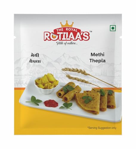 THE ROYAL ROTILAA'S Methi Thepla 100g (Pack of 3) | Ready-to-Eat Gujarati Snack | Vacuum Packed | Soft & Fresh Handmade Thepla | Includes Pickle | Pure Veg Travel & Tiffin Food | 4 Pieces per Pack