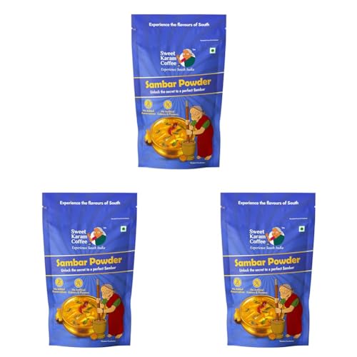 Sweet Karam Coffee Sambar Powder (Podi) – 180 grams | No Onion or Garlic | Authentic Homemade South Indian Masala | 100% Natural & Organic Ingredients | Aromatic, Healthy & Flavorful Spice Blend