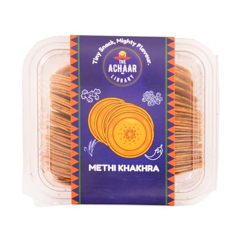 Methi Mini Khakhra by THE ACHAAR LIBRARY | Whole Wheat Crisps | Bite-Sized | (180 grams)