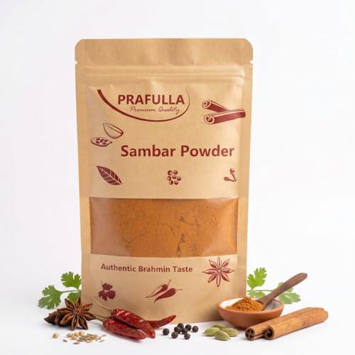 PRAFULLA Sambar Powder, 100g | Premium Quality Traditional Recipe | Authentic Indian Taste | 100% Pure & Vegetarian | No Artificial Colors or Preservatives | Ideal for Daily Home Cooking