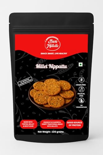 Millet Nippattu 100g | Traditional South Indian Crunchy Snack | Crispy Healthy | Made with Millets | No Palm Oil or Preservatives | No Artificial Flavours