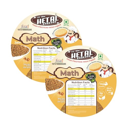 Math Khakhra JAIN | Gluten Free | Crispy| Ready To Eat | High Protein High Fiber| No Palm Oil | 200g Vacuum Pack Of 2