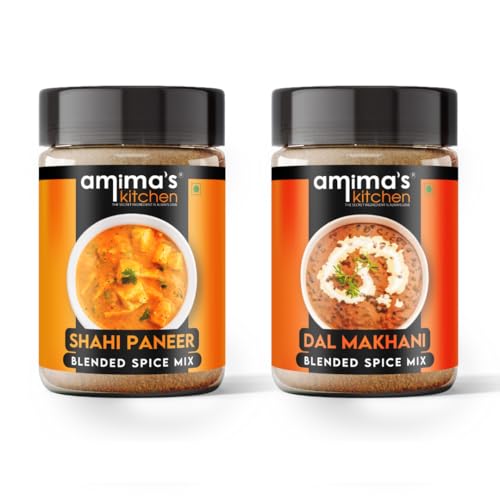 Amima's Kitchen Combo Of Shahi Paneer + Dal Makhani Jain Spice Mix (No Onion No Garlic) – 100 Grams (Pack of 2) | Blended Spice Mix | For Healthy and Delicious Cooking | No Synthetic Flavour & Color | Ready Masala Powder
