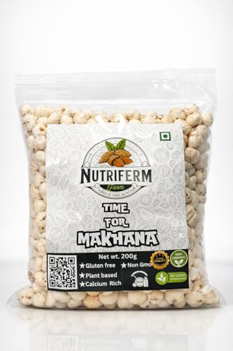 NUTRIFERM Makhana | Premium Fox Nuts | Roasted & Crunchy Phool Roasted Makhana | Healthy Snacks for Weight Loss | High Protein, Low Fat | Gluten Free Lotus Seeds | Diet Snack India - 200g