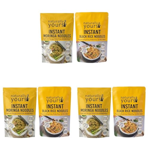 Naturally Yours Instant Ramen Noodles Combo | Moringa & Black Rice | No Maida, Not Fried | No Onion No Garlic, Jain Friendly | Ready in 2 Minutes | Healthy Instant Noodles | 175g Each Pack of 6