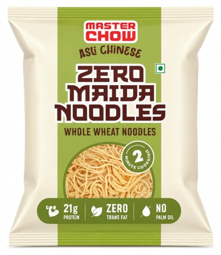 MasterChow Zero maida noodles | whole wheat noodles | 21 Grams of protein | No Preservatives and MSG (Pack of 1)