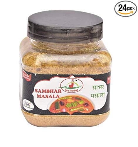 Jai Jinendra Spices & Masale Sambhar Masala || No Onion No Garlic 100 gm Jar Packing Pack of 24 || Pure Veg ||