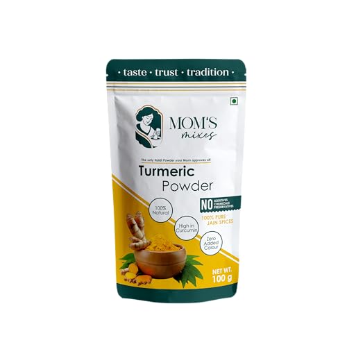Mom’s Mixes Turmeric Powder (Haldi) | High Curcumin | Pure & Natural | No Preservatives | No Onion No Garlic (Jain Friendly) | Meghalaya Haldi | 100g
