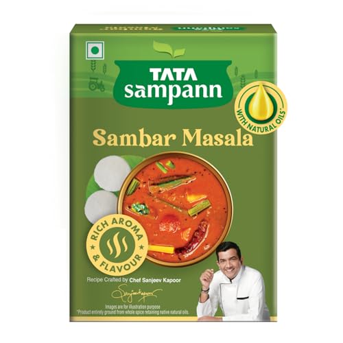 Tata Sampann Sambar Masala Powder with Natural Oils, 45g, Crafted by Chef Sanjeev Kapoor, With Chef’s Exclusive Tip, Rich Aroma & Flavour