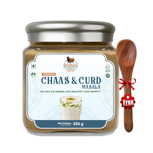 Satvik Sanatani Sawaminaryan, Jain, Vegan Tangy Street-Style Panjabi Chaas Masala | Gujarati Chaas Masala | Blend Natural Ingredients Cumin, Coriander, Pudina, Pink & Black Salt | No Preservatives | FSSAI Certified | No Onion No Garlic | Pack In Premium Organic 350g Glass Jar With Steel Cap (Chaas & Curd Masala)