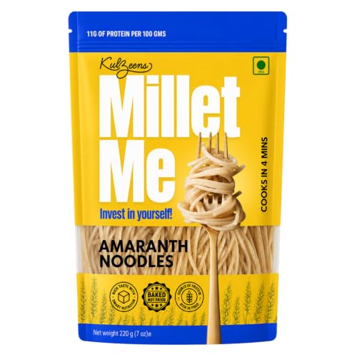Millet Me by Kuizeens Amaranth Noodles - 220G (Pack of 1) | Ancient Grain | High-Protein & Gluten-Free Delight | Easy-to-Make | Made with Natural Amaranth Grain |Perfect for Weight Management | Jain | No Onion & Garlic