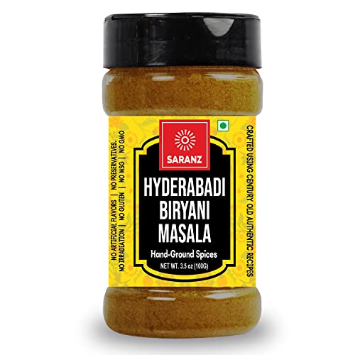 SARANZ Hyderabadi Biryani Masala Perfect for Cooking, Ready to Use, Natural Flavored Masale , Spice Powders and Masalas, Premium Artisanal Spices with Rich & Strong Flavour-100 Grams Sprinkler Jar