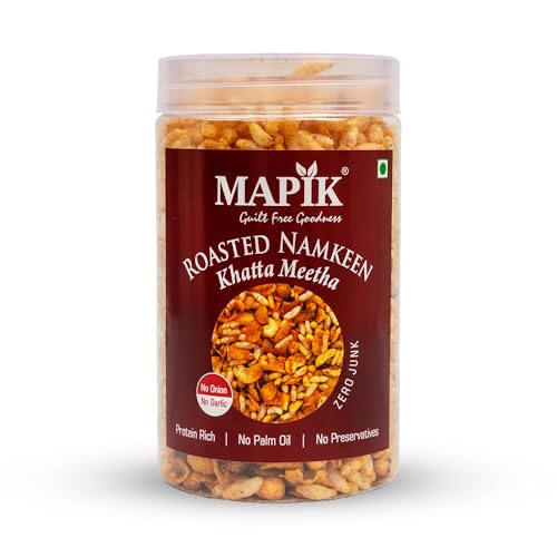MAPIK Roasted Khatta Meetha Namkeen – Guilt Free, Baked Not Fried Snack | Sweet & Tangy Indian Mix Pack of 2-150g Each