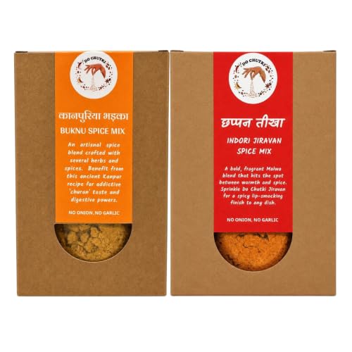 Do Chutki Spice Kings Combo | Kanpuriya Bhadka Buknu Masala Powder 100g + Chhappan Teekha Indori Jiravan Masala Powder 100g | No Onion No Garlic | No Preservatives | North India Pack of 2
