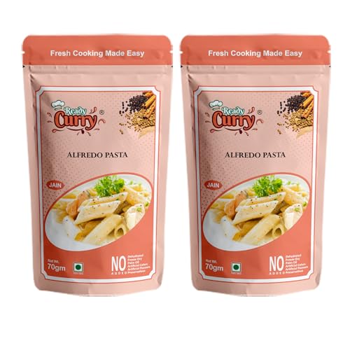 ReadyCurry | Alfredo Pasta | Jain | No Onion No Garlic| Spice Mix | Gravy Masala | Ready to cook in 10 minutes| Home style taste |No Dehydrated | No Freeze Dry |No Artificial Colours or Flavours or Preservatives| 70g (Pack of 2)