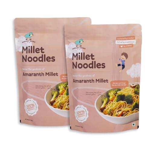 Amaranth Millet Noodles - Pack Of 2 (180gm each) | 100% Sun Dried, Non-Fried Vegan Noodles | High in Fibers, Minerals and Antioxidants | Lactose-Free, No Maida, No MSG, No Preservatives