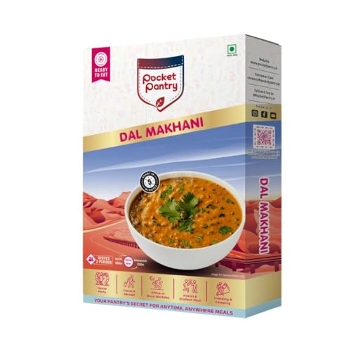 Pocket Pantry Ready to Eat Dal Makhani(Jain) | Freeze Dried | Rehydrated Wt 320gm | No Palm Oil, No Preservatives | 100% Natural | Dry Wt 80g | Serves 2 | Instant Meal