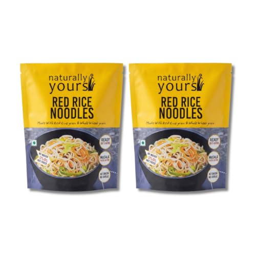 Naturally Yours Red Rice Hakka Noodles | No Maida, Non-Fried, Vegan, Preservative Free | No Onion No Garlic, Jain Friendly | High Iron, Antioxidants & Fiber | Healthy & Easy to Digest | 180g Pack of 2