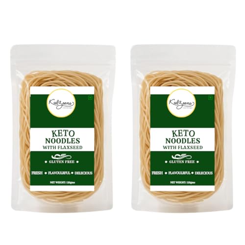 Kuizeens Gluten-Free Keto Noodles with Flaxseed -( Pack of 2) 110g | Protein & Fiber-Rich | Easy-to-Make | Rich in Nutrients | No MSG | No Preservatives | Low Glycemic | Vegan & Wholesome | Easy To Digest Healthy Noodles | Ready in Minutes | Quick & Easy to Prepare