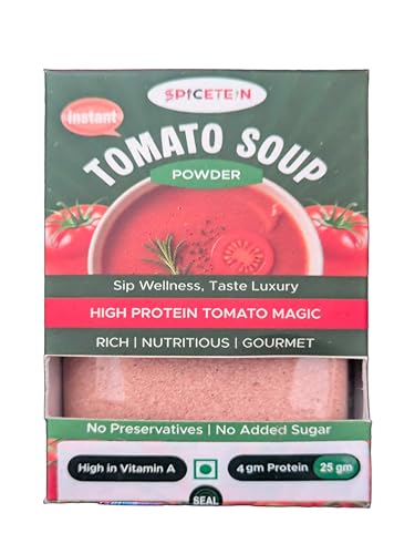 Spicetein Instant Tomato Soup Powder with 20% Protein| No Added Sugar, No Onion No Garlic| No Preservatives (25gm)