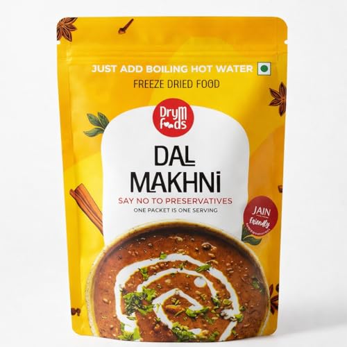 DryM Foods Jain Dal Makhani 250g | Jain Food | Freeze-Dried Ready to Eat | Preservative-Free Authentic Indian Curry | Just Add Hot Water | Travel & Camping Food | Long Shelf Life