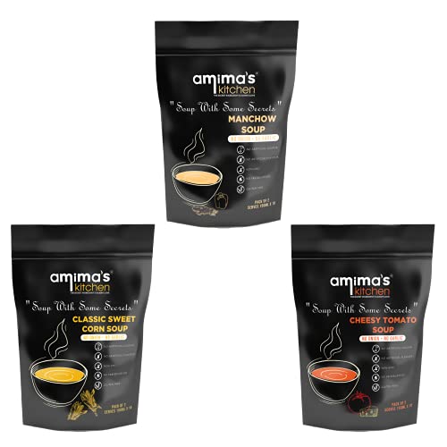 Amima's Kitchen Combo Of Manchow + Classic Sweet Corn + Cheesy Tomato Jain Soup (No Onion No Garlic) - 100 Grams (Pack of 3) | Instant Soup Mix Powder | Ready To Cook | No Artificial Flavour & Colour | Gluten Free | Non GMO | Healthy Soup